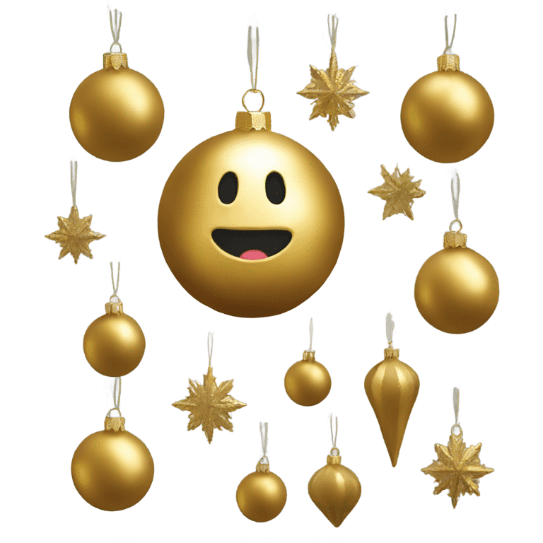 Realistic metallic Christmas gold ornament emoji