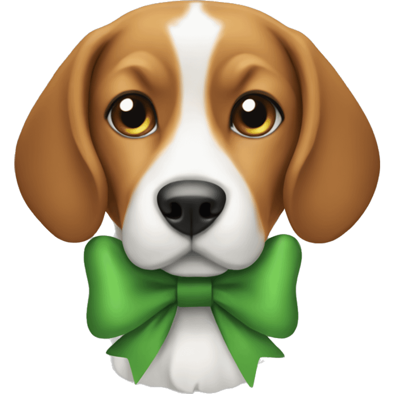 Beagle with green bow emoji