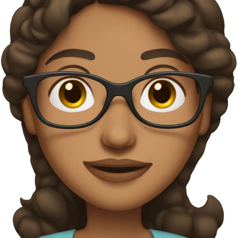 pregnant brunette medium skin with glasses emoji