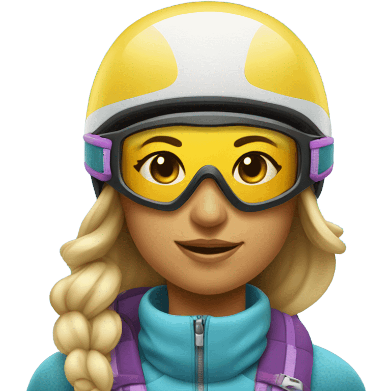 Skiier girl just the face and helmet and goggles  emoji