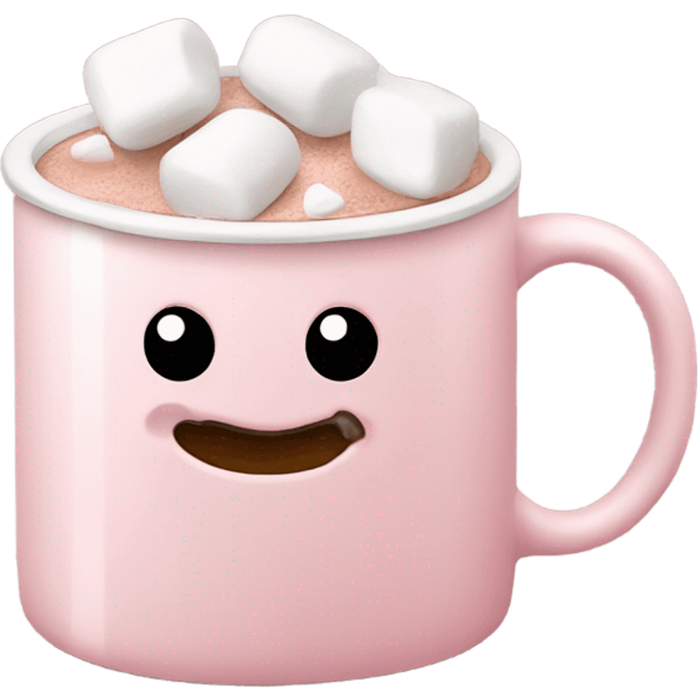 Light Pink mug of hot chocolate with marshmallows  emoji