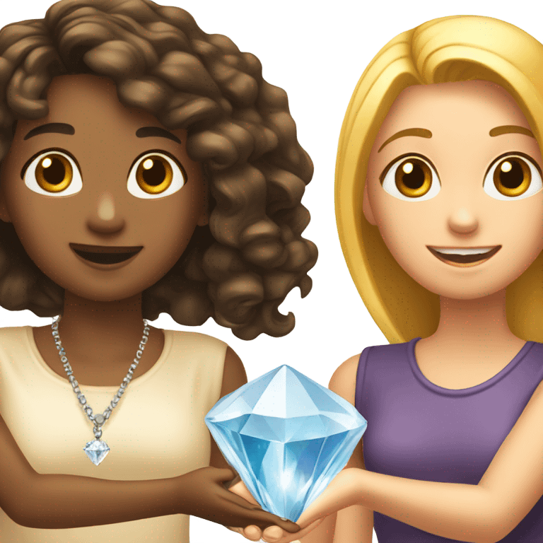 girl handing a diamond chain to her friend emoji