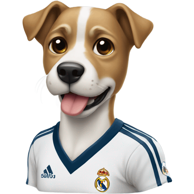 Perro con camisa Del Real madrid emoji