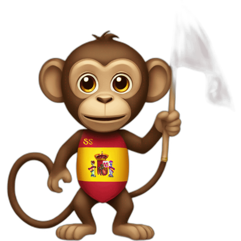 Monkey holds flag of Spain emoji