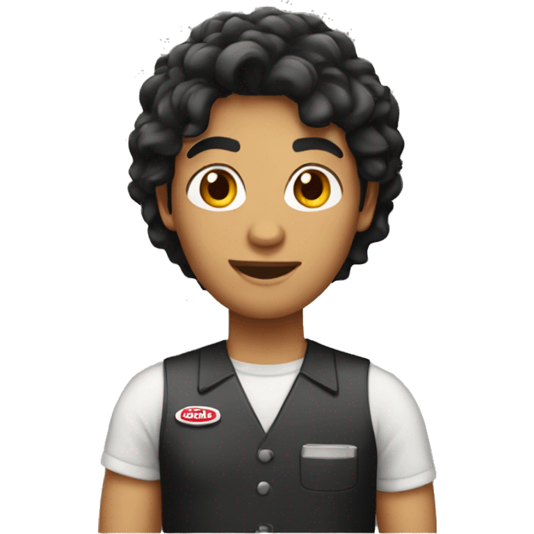 A fast food employee with black hair emoji