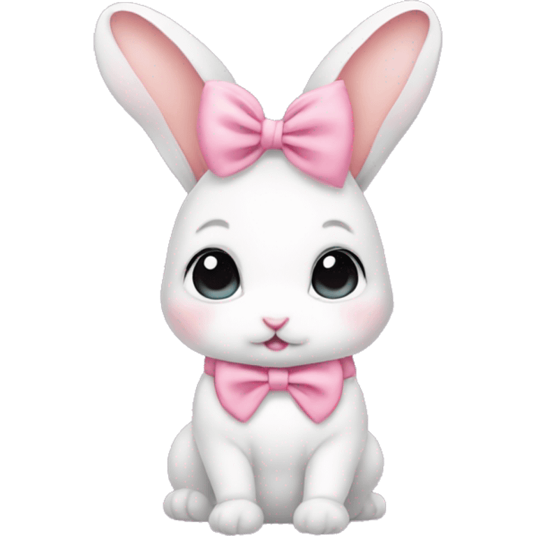 Baby bunny with coquette bow on ear emoji