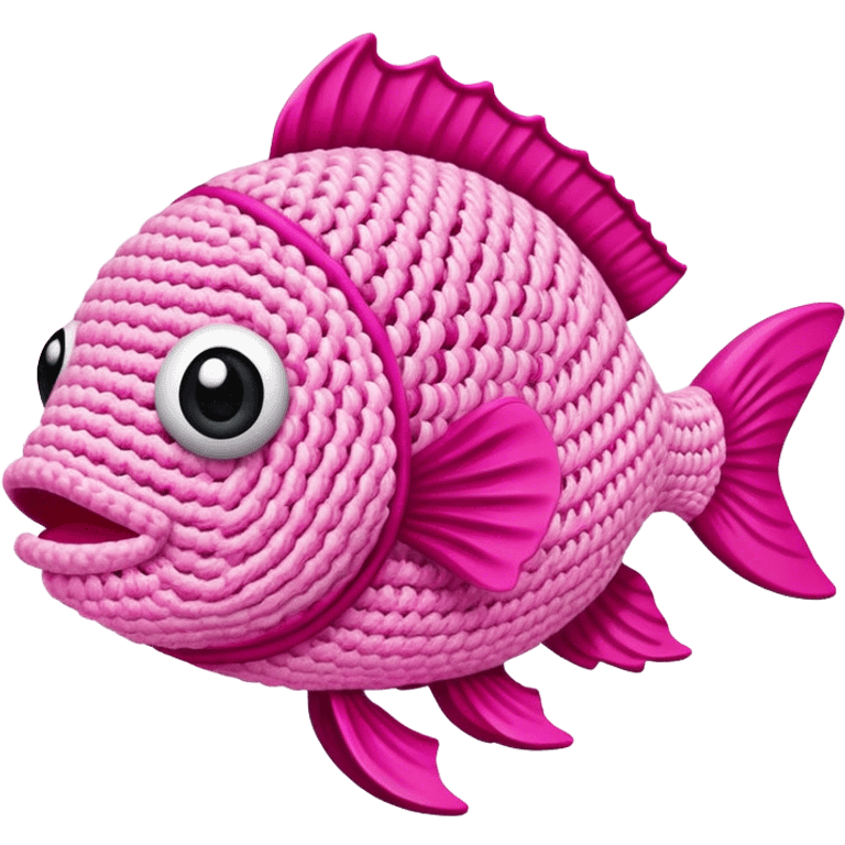 A pink fish is crochet  emoji