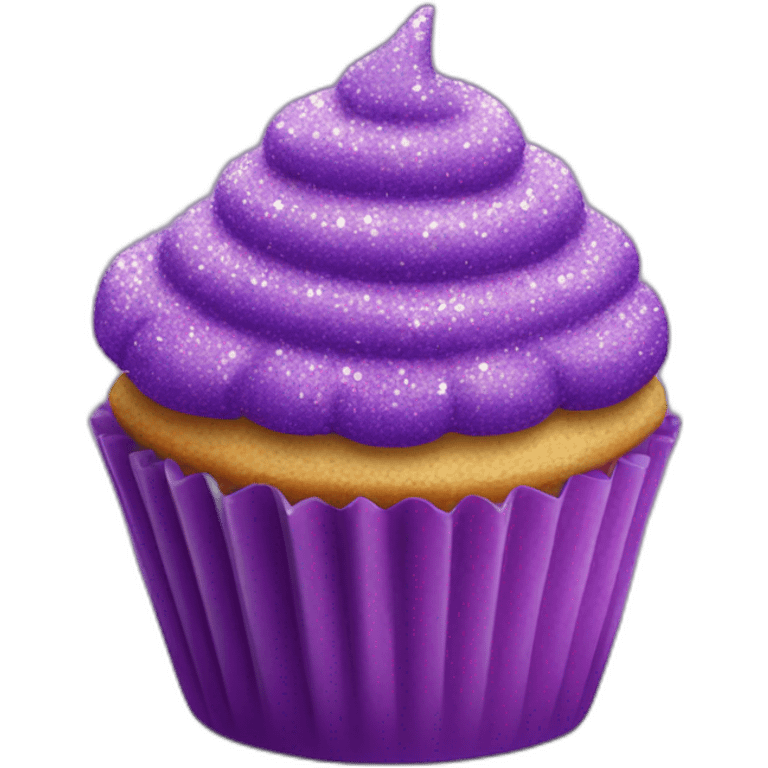 Happy purple glittery cupcake  emoji