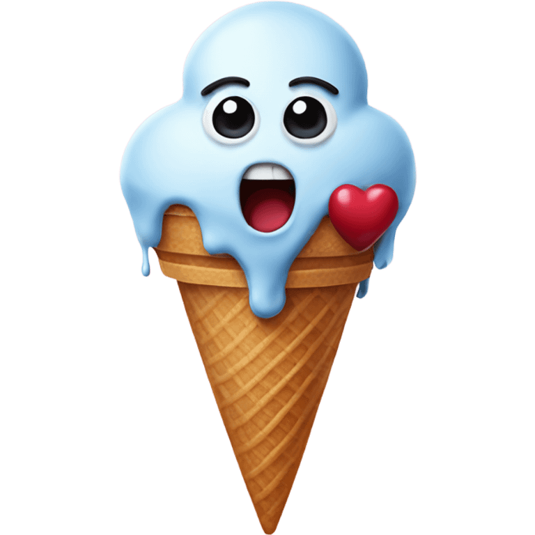 Scary love heart with ice cream emoji