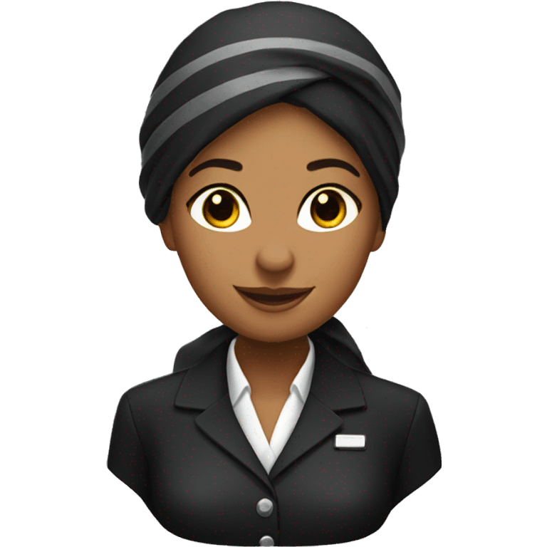 a cabin crew woman in a black suit with scarf emoji