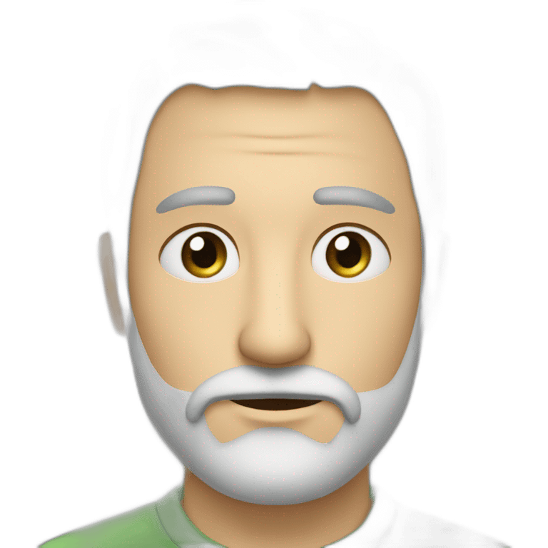 Hombre calvo 40 años ojos verdes media barba canosa nariz fina emoji