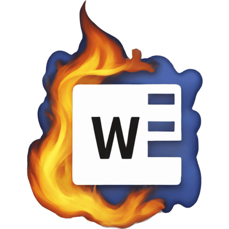 microsoft word logo on fire emoji