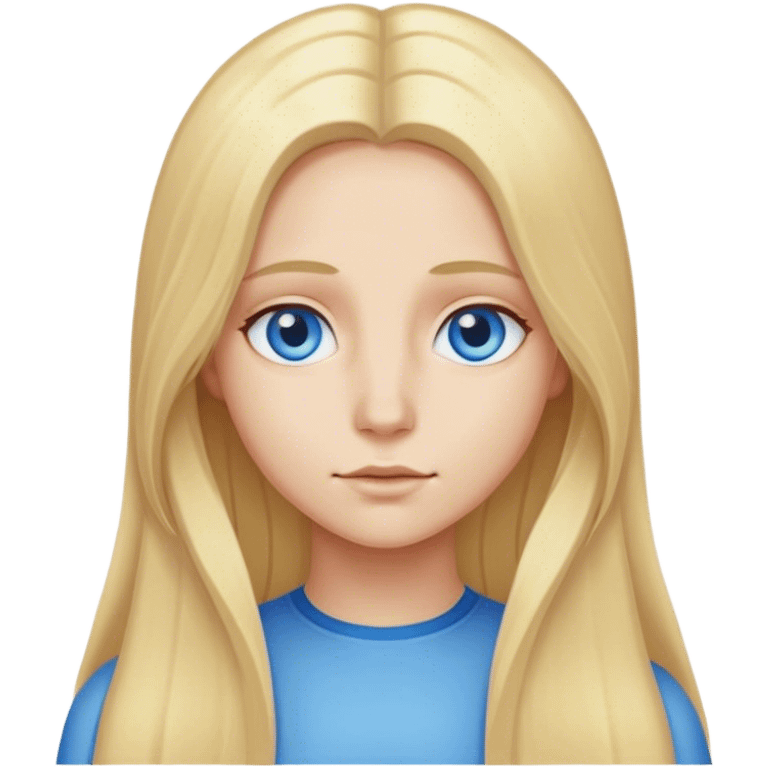 Long blonde hair middle part blue eyes emoji