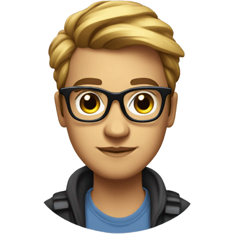 Face of youtuber about gamedev, like Dani, in cool glasses emoji