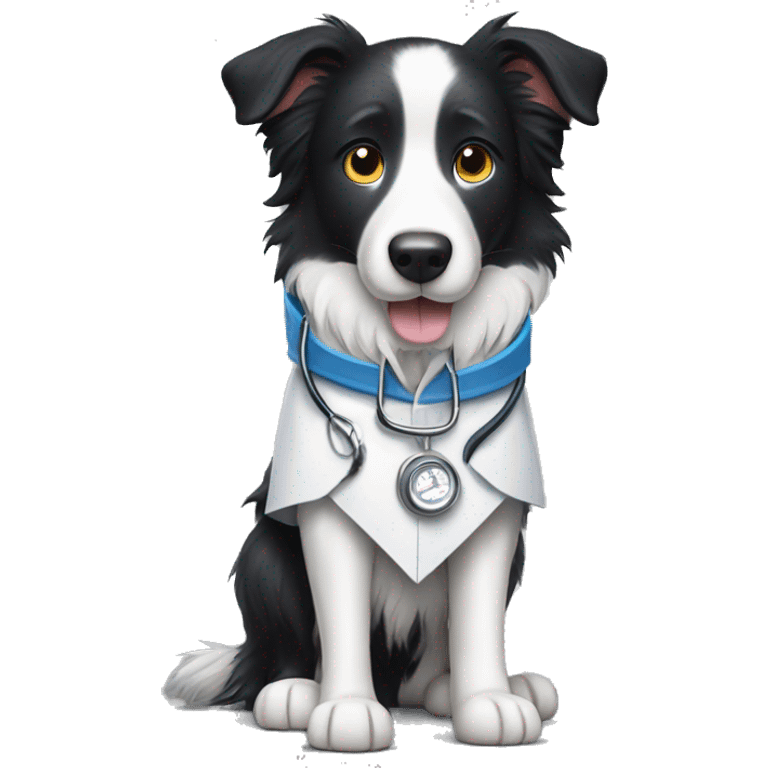 Dog border collie dressed like a Vet emoji