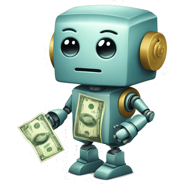 Cute robot with money emoji