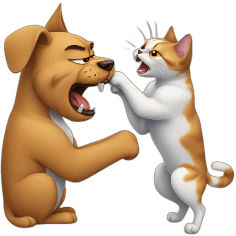 Angry cat hitting a dog with his paw emoji