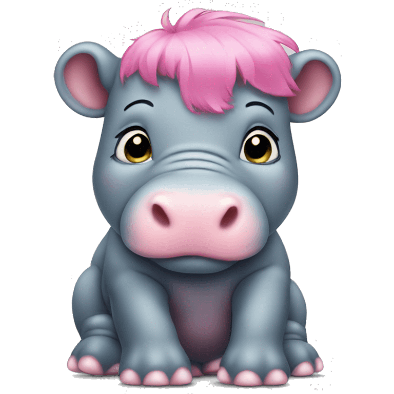 baby hippo with pink hair emoji