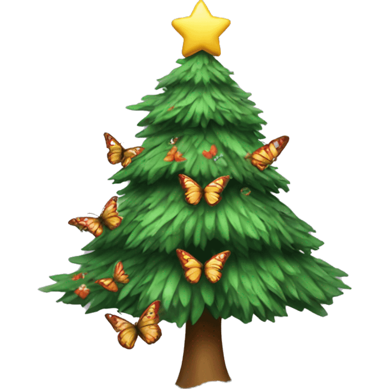 Christmas tree with butterflies emoji