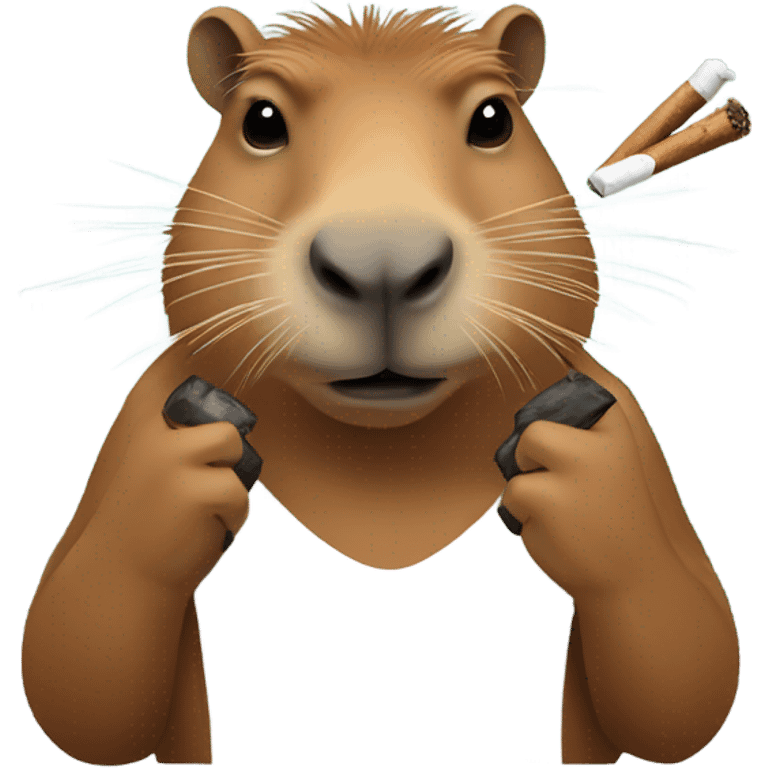 Capybara holding a smoking blunt between two fingers not NSFW emoji