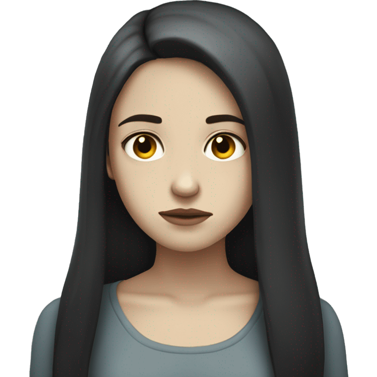 Frown pale girl long dark hair emoji