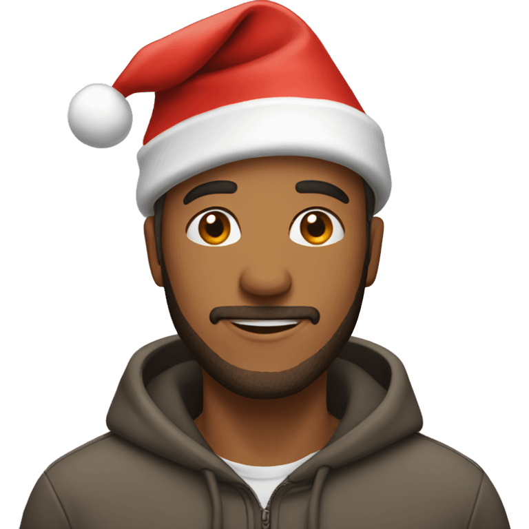 Guy wearing a Christmas hat emoji