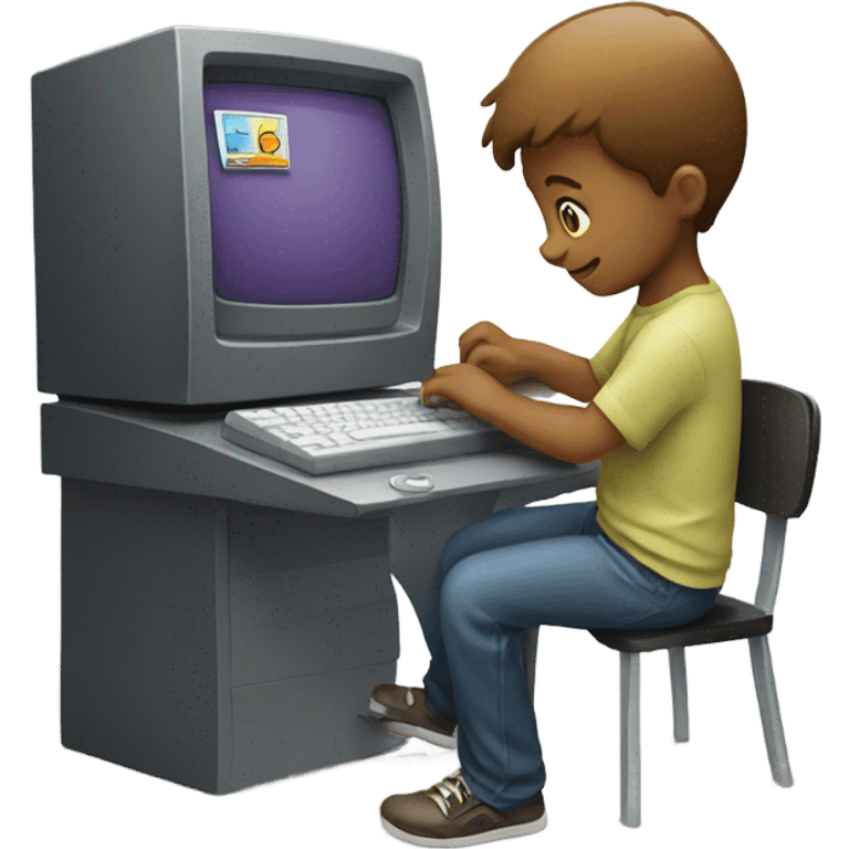 Kid building a computer  emoji