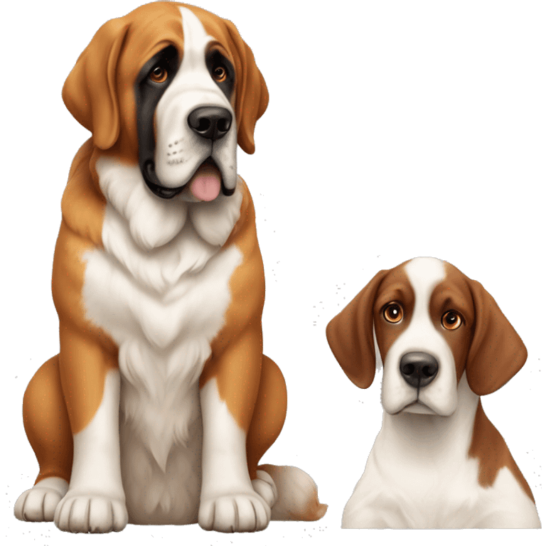 Two dogs, ￼ one Saint Bernard and one vizsla emoji