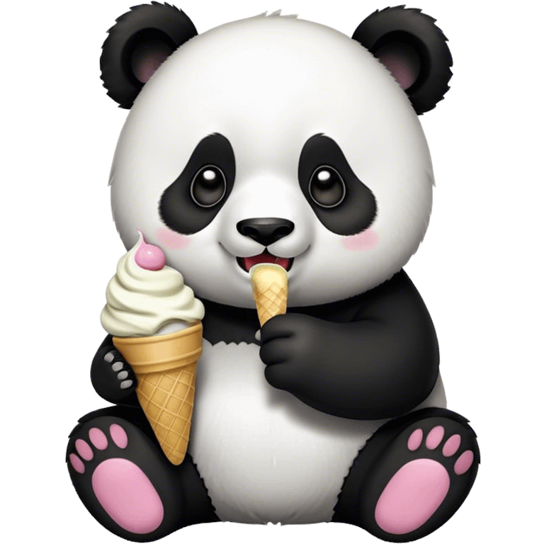 Panda eating ice cream emoji