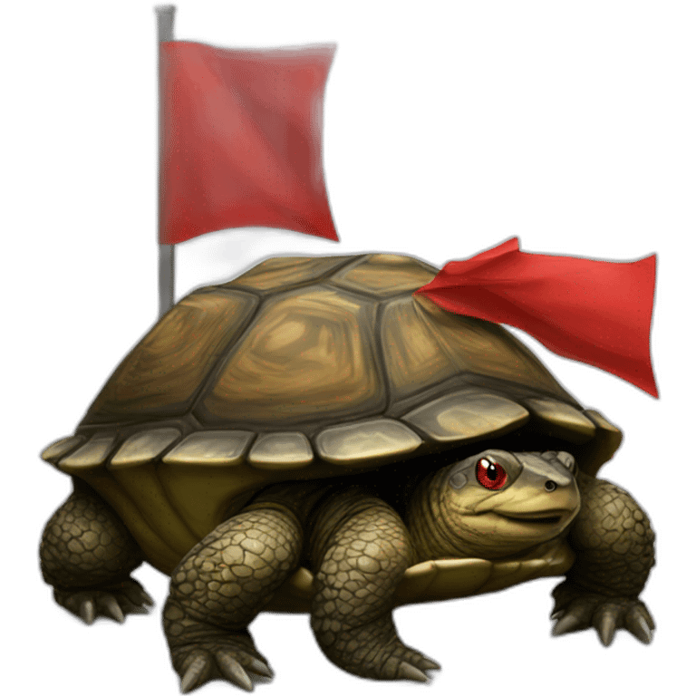 snapping turtle with a red warning flag emoji