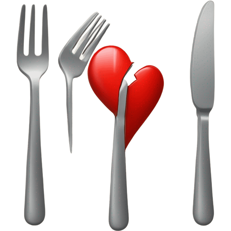 fork with broken red heart emoji