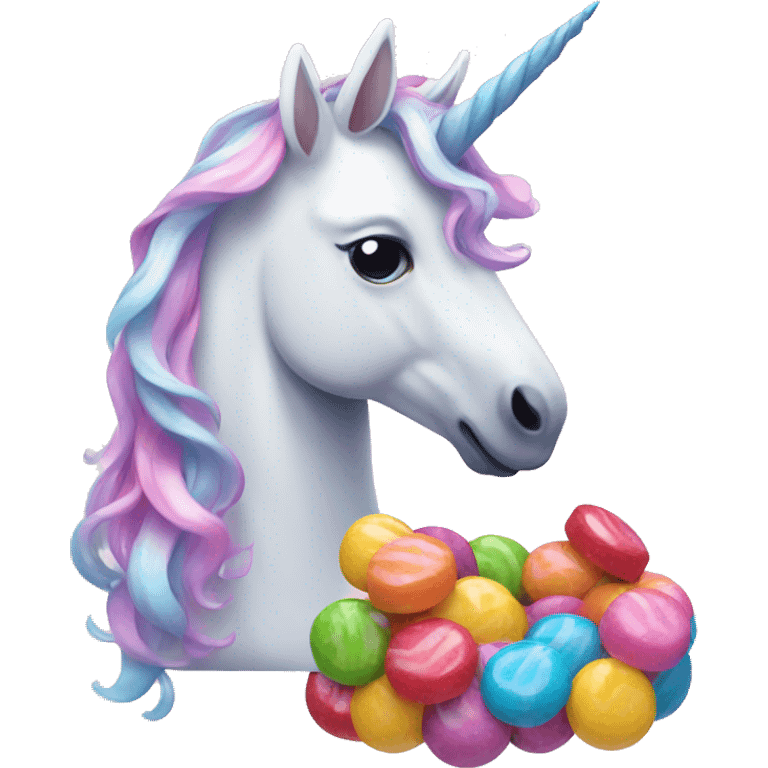 unicorn with candy emoji