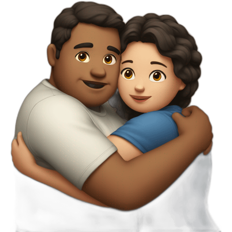 A fat boy hugging beautiful girl emoji