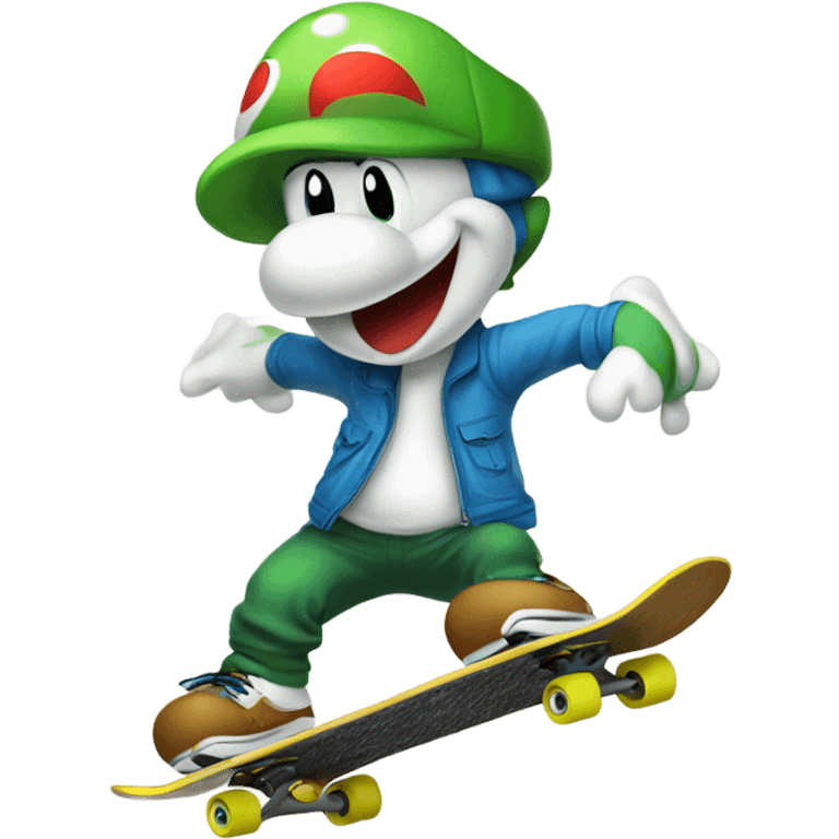 yoshi new year skate boarding emoji