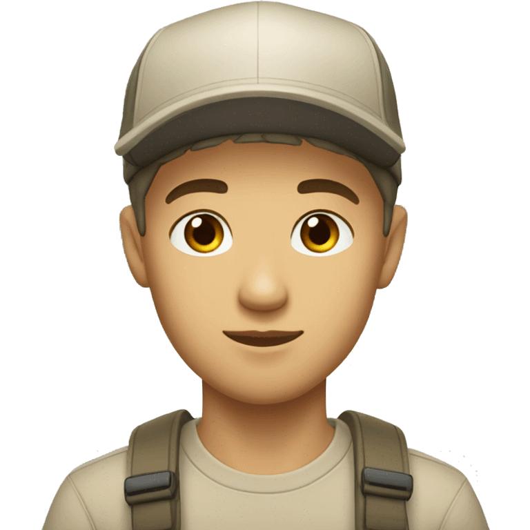 young guy in a cap with brown eyes and short hair light skin color emoji