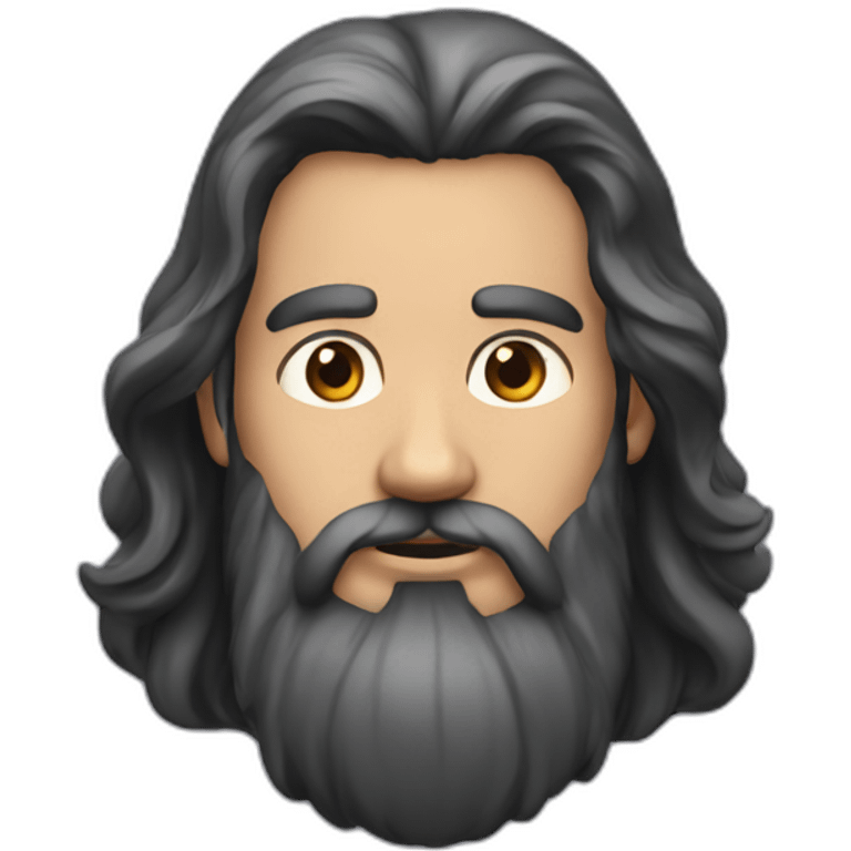 man with long dark hair and long beard emoji