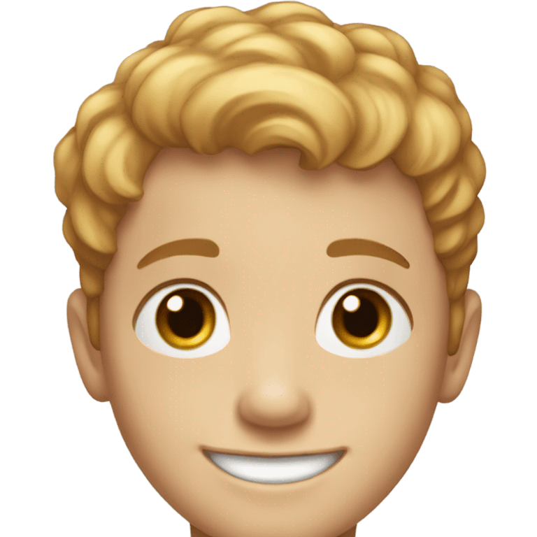 smiling boy with short-cut, reddish-blonde hair and freckles portrait emoji