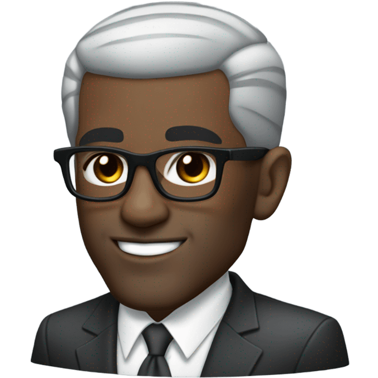 deon sanders with round face and suit and glasses and buzz cut and small eyes and over 50 small gray bearded receding hairline and small black eyes emoji