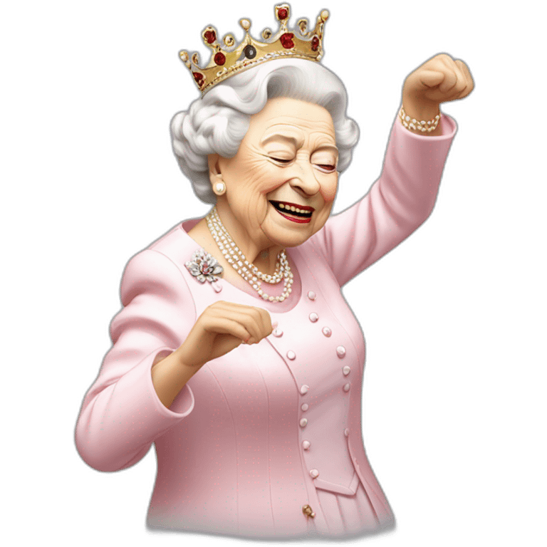 Queen Elizabeth II doing a dab emoji