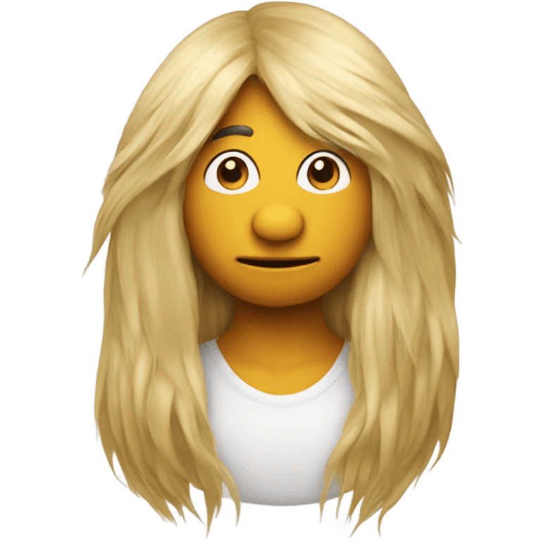 Attractive Rooster face wearing a wig of long blonde human hair emoji