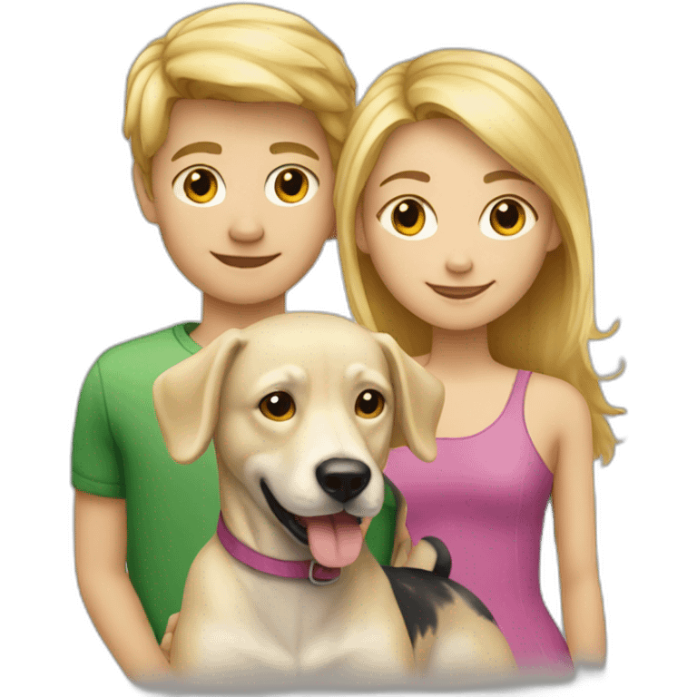 blond-hair-boy-and-girl-with-dog emoji