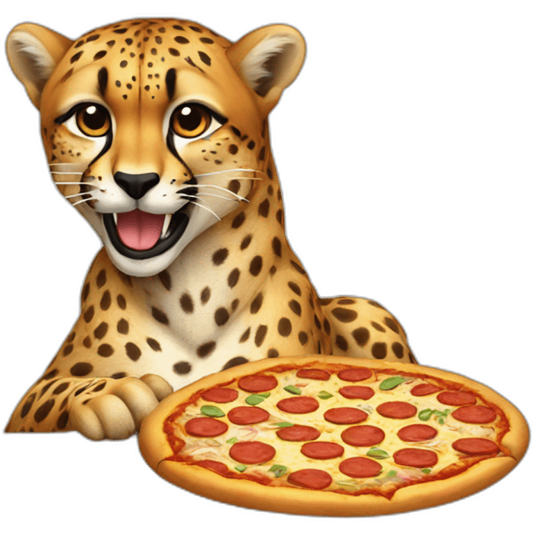 Cheetah eats a pizza emoji