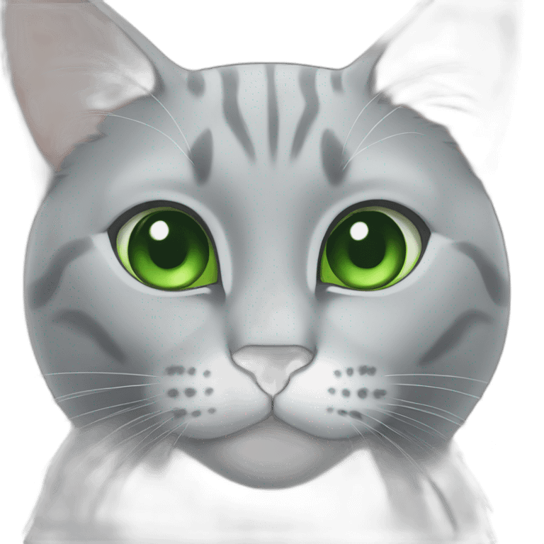 Grey cat with green eyes emoji