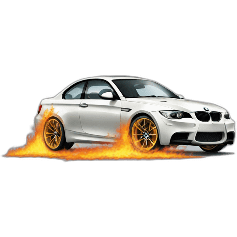 BMW drifts and fire in the wheels emoji