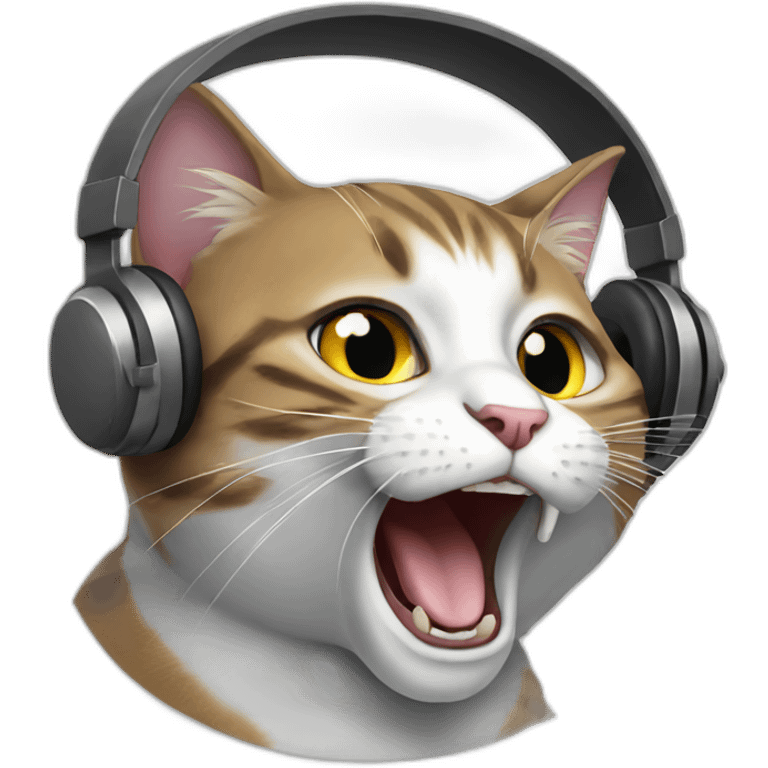 The cat is yelling in headphones emoji