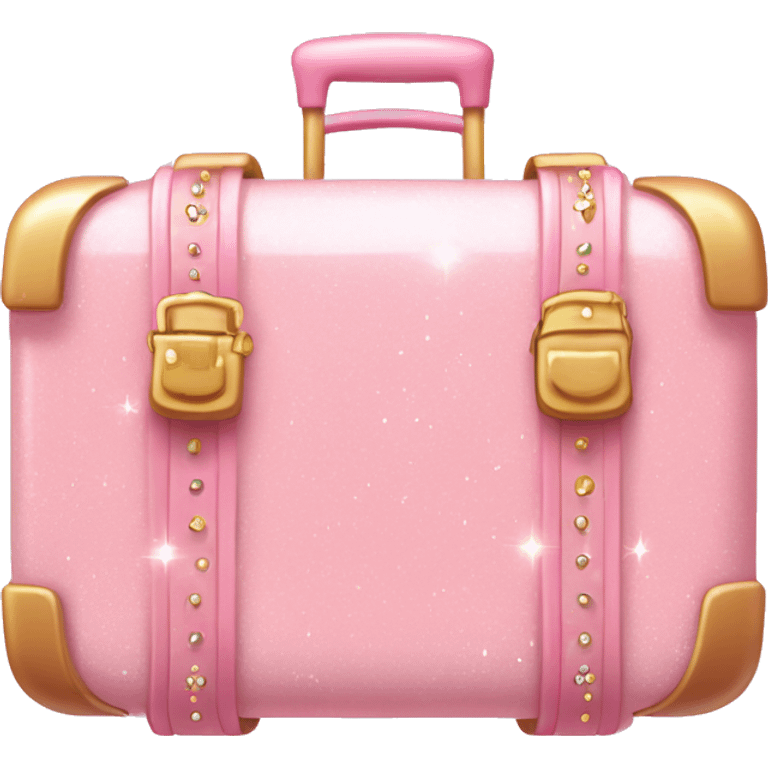 Pastel Pink Suitcase "A pastel pink suitcase with glowing edges, glittery details, and a magical trail of sparkles floating around it." emoji