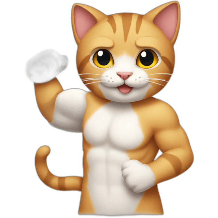 cat showing off bicept emoji