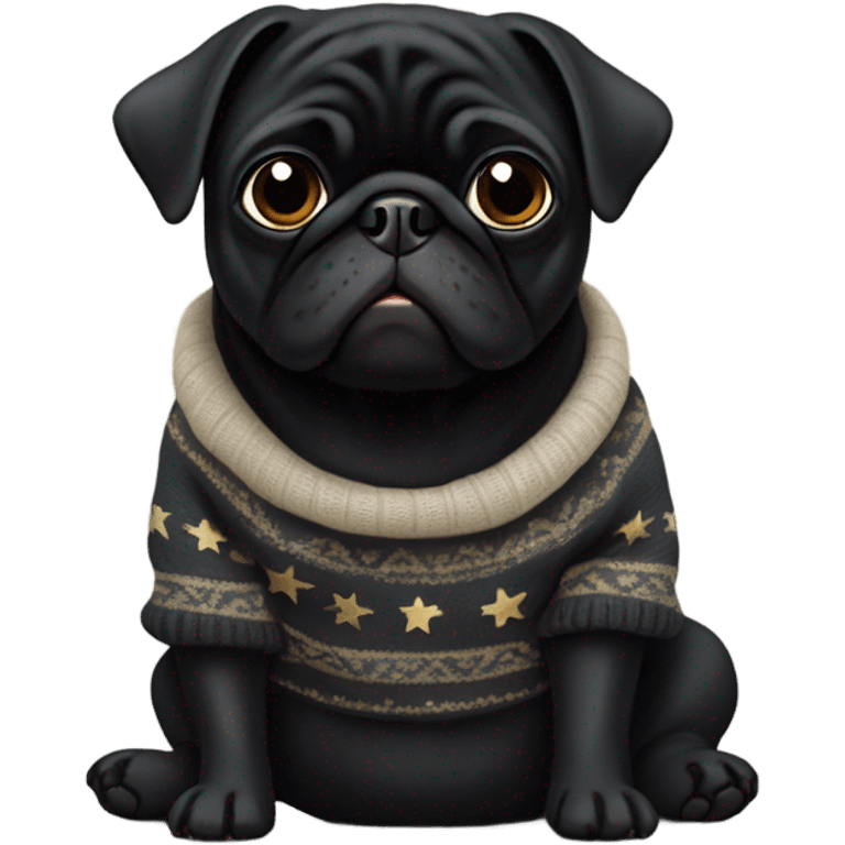 Black pug a Jewish star sweater emoji