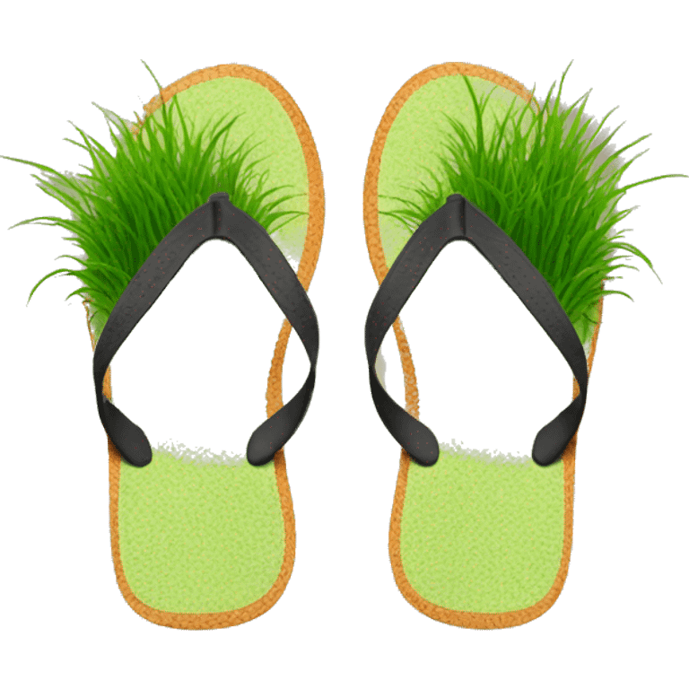 flip flops with grass on the inside top surface of the flip flop emoji