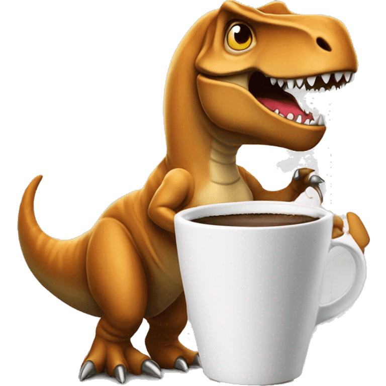 coffee drinking t rex emoji